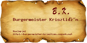 Burgermeister Krisztián névjegykártya